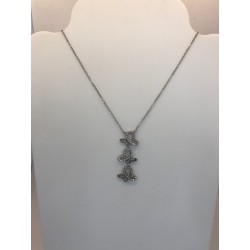 Collar de plata de ley de 925 m/m con tres mariposas  con circonitas.