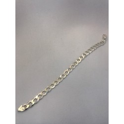 Pulsera de plata de ley de 925 m/m tipo barbada con anillas macizas