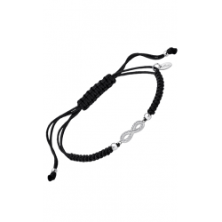 Pulsera de LOTUS SILVER, de plata de ley de 925 m/m, con forma de infinito, con circonitas, con macramé negro