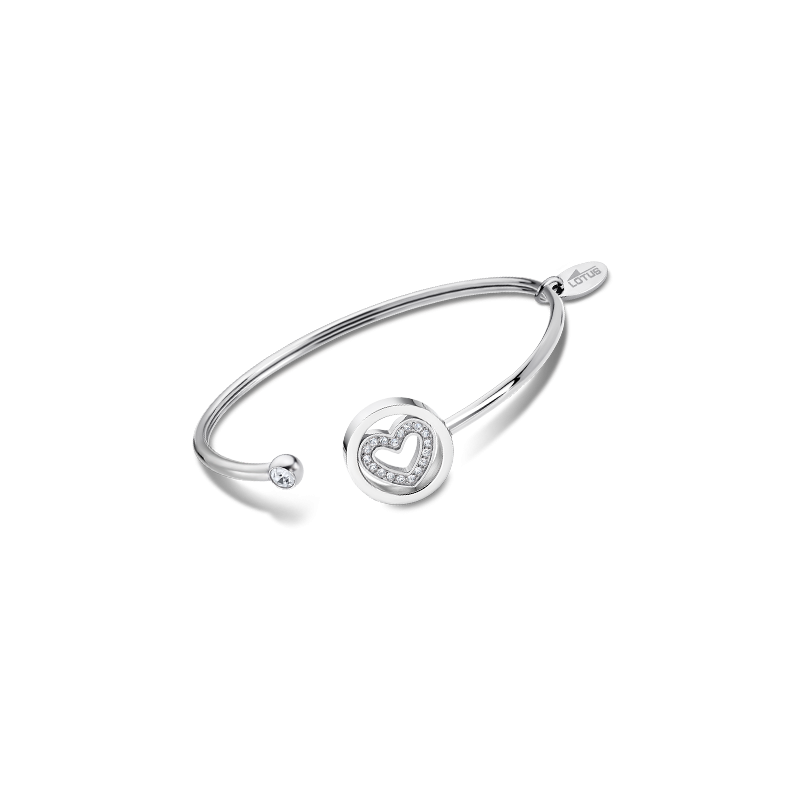 Pulsera de LOTUS STYLE, de acero con corazón con circonitas