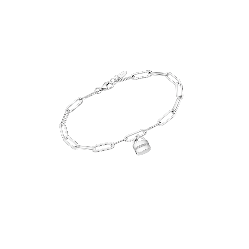 Pulsera de plata de ley de 925 m/m, con colgante con forma de candado, con  circonitas