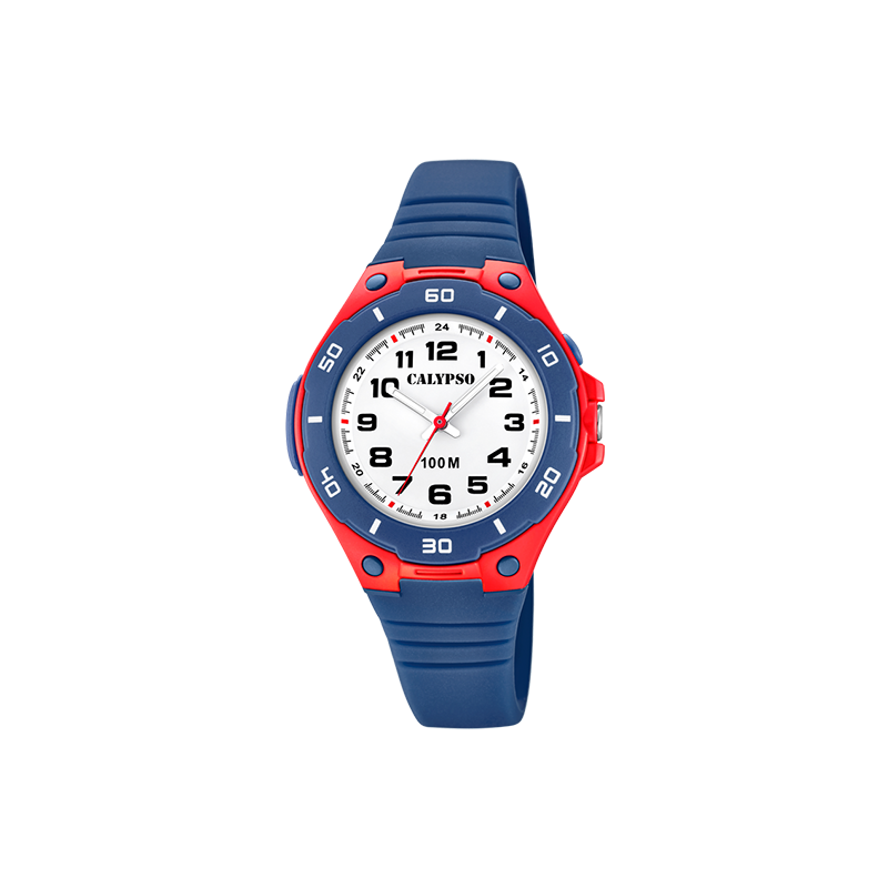 Reloj Calypso K5758/1  de niño, sumergible, caja y correa color azul