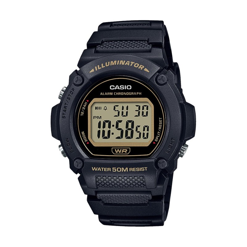 Reloj Casio W-219H-1A2, alarma- crono, sumergible 5 ATM