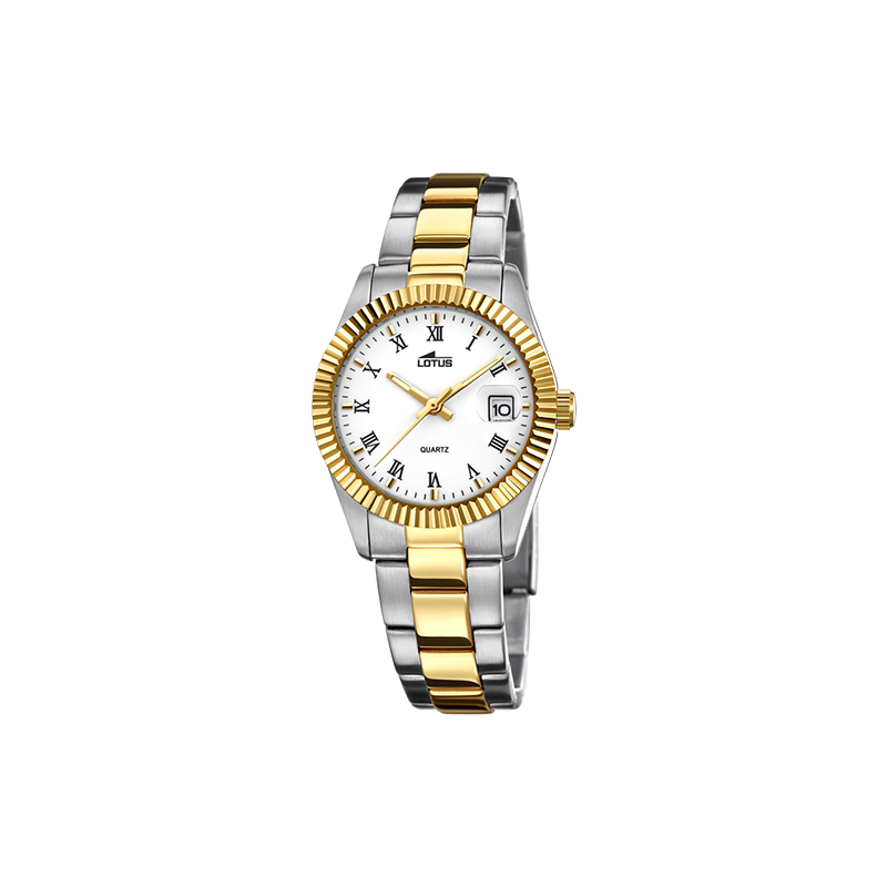 Reloj LOTUS 15823/1 de señora, combinado con chapado en oro, sumergible 5ATM