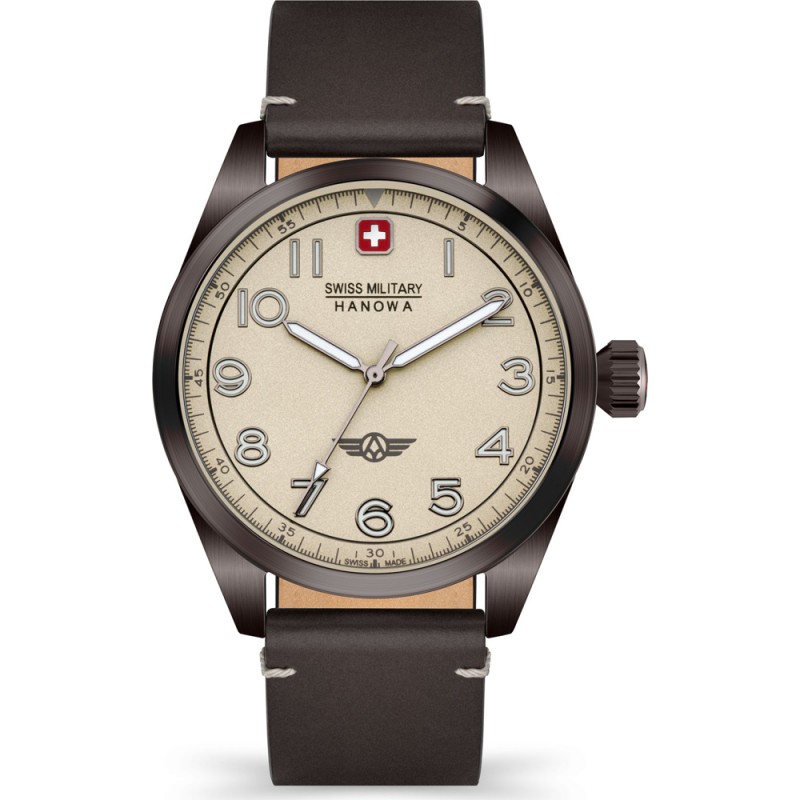 Este reloj marca Swiss Military Hanowa tiene caja de acero con un diámetro de 42 mm y cuenta con una correa de