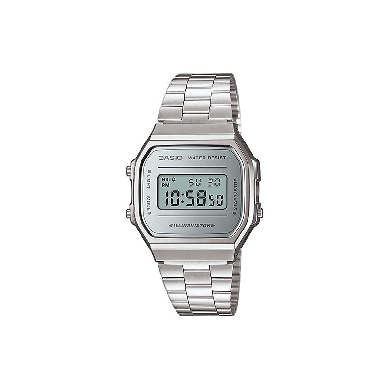 Reloj CASIO A168WEM-7EF retro, caja acero, pulsera de acero