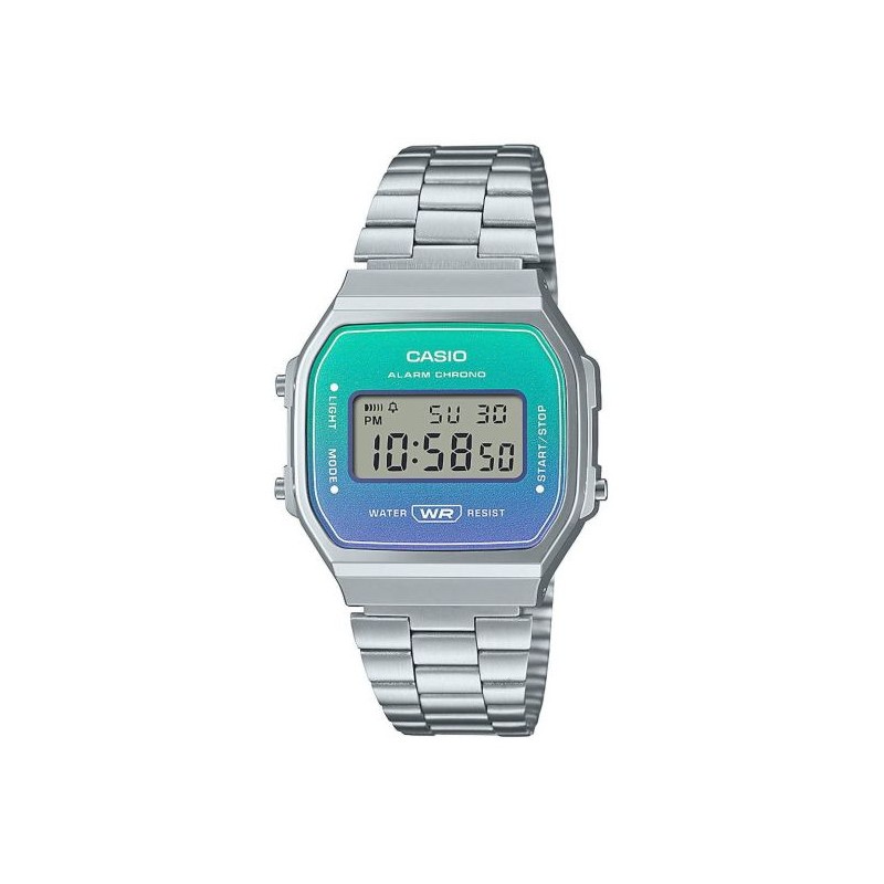 Reloj CASIO A168WER-2AEF retro, caja acero, pulsera de acero