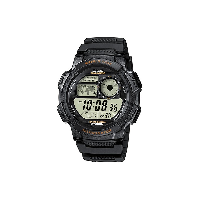 Reloj CASIO AE-1000W-1AVEF, sumergible, 5 alarmas, crono