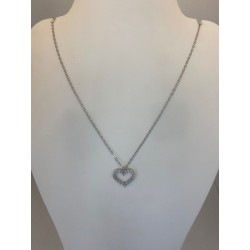 Collar de plata de ley de 925 m/m, con cadena y un corazón, con circonitas