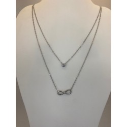 Collar doble de plata de ley de 925 m/m, con cadena y colgante con forma de infinito