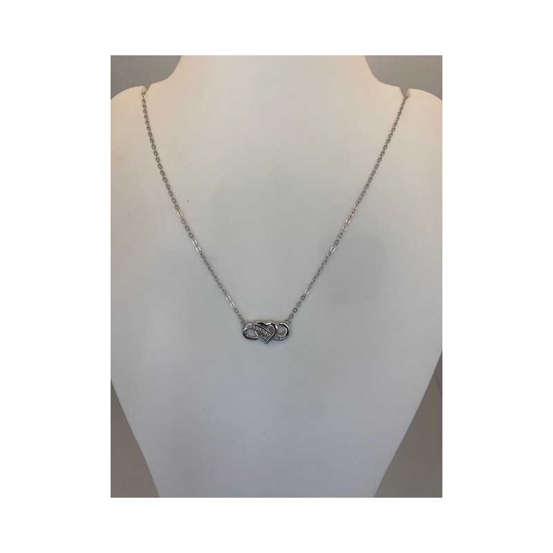 Collar de plata de ley de 925 m/m, con cadena y colgante con forma de infinito y corazón