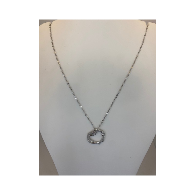 Collar de plata de ley de 925 m/m, con cadena y dos corazones.