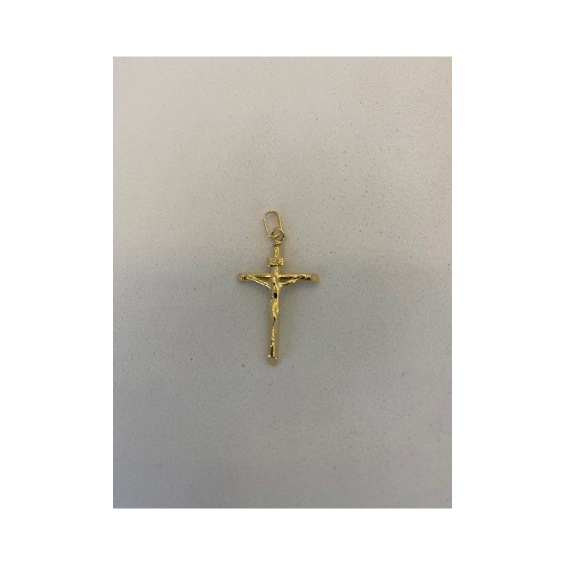 Cruz  de oro amarillo de 18 kts,  con Cristo en oro amarillo