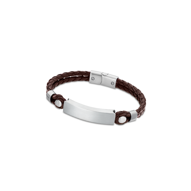 Pulsera LOTUS STYLE LS2103-2/1 de acero y piel trenzada,