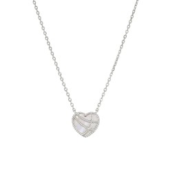 Collar corazón nácar. Plata de 1ª Ley de 925 m/m rodiada
