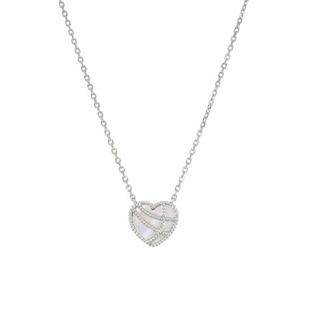 Collar corazón nácar. Plata de 1ª Ley de 925 m/m rodiada