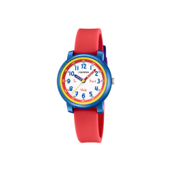 Reloj CALYPSO K5827/5, caja azul y correa roja, sumergible 5 ATM.