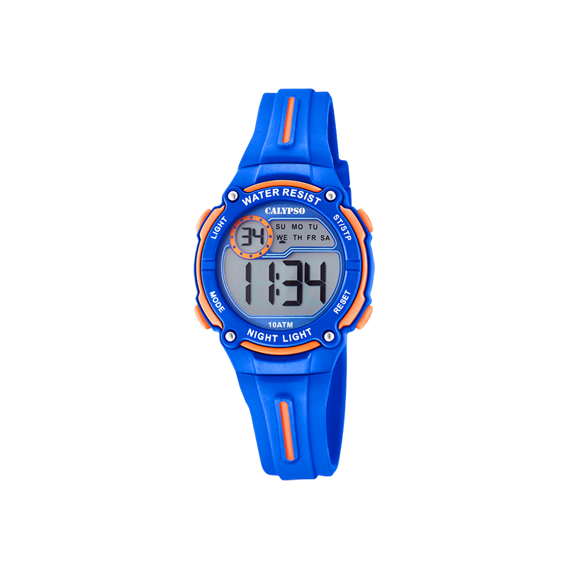 Reloj CALYPSO K6068/3, caja azul y correa azul, sumergible 5 ATM, digital