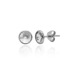 Pendientes botón círculo blanco elaborados en plata de Victoria Cruz