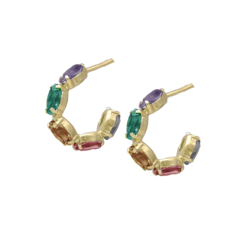 Pendientes aro marquesas multicolor bañados en oro, de Victoria Cruz