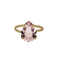 Anillo ajustable lágrima color rosa bañado en oro de Victoria Cruz