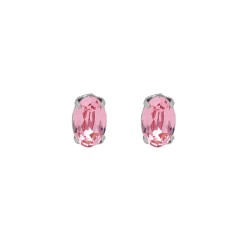 Pendientes pegados oval color rosa elaborados en plata de Victoria Cruz