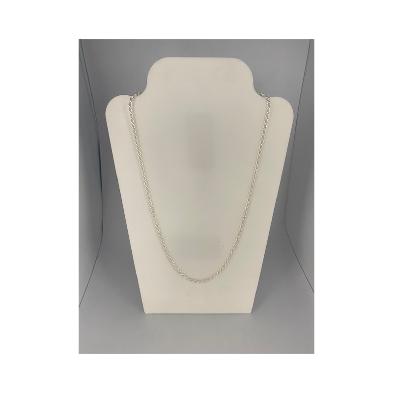 Cordón salomónico, de plata de ley de 925 m/m, de 50 cms de largo.