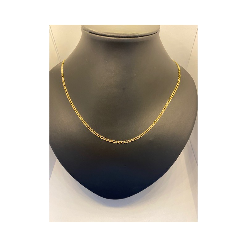 Collar de ORO 18 KTS, modelo anilla plana de 60 cms de largo