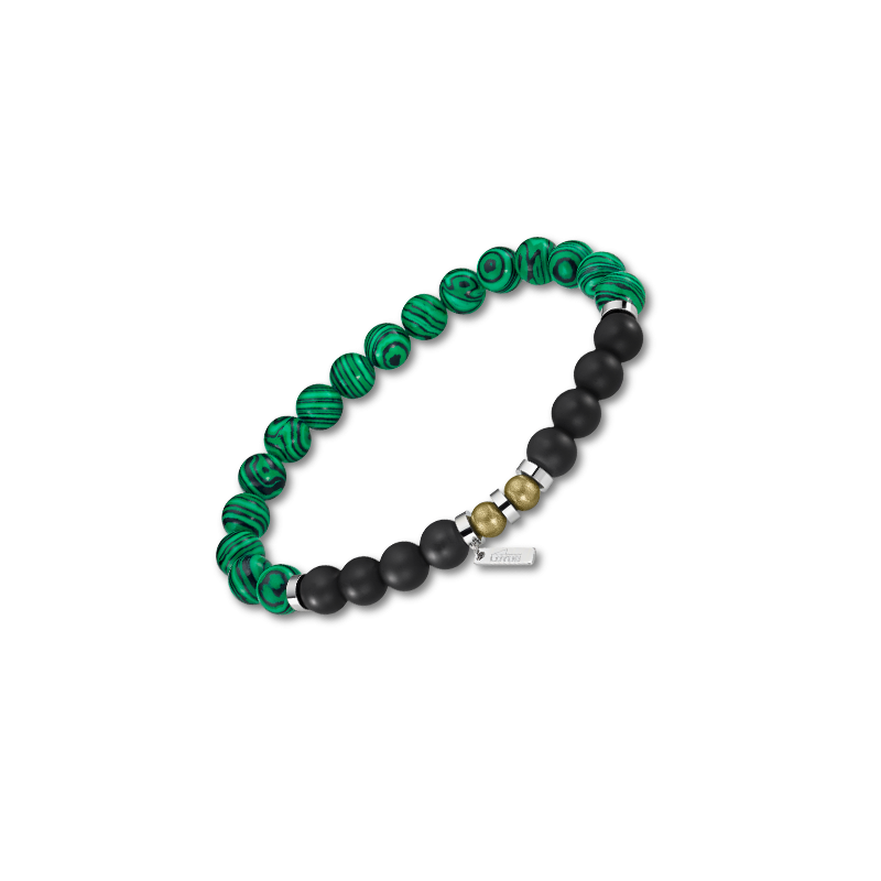 Pulsera LOTUS STYLE LS2190-2/1, con piedras  verde y negro extensible