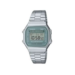 Reloj CASIO A-168WA-3A, unisex. caja y pulsera de acero