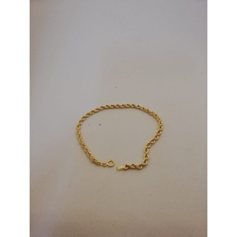 Pulsera de oro amarillo 18 kts, modelo cordón salomónico.
