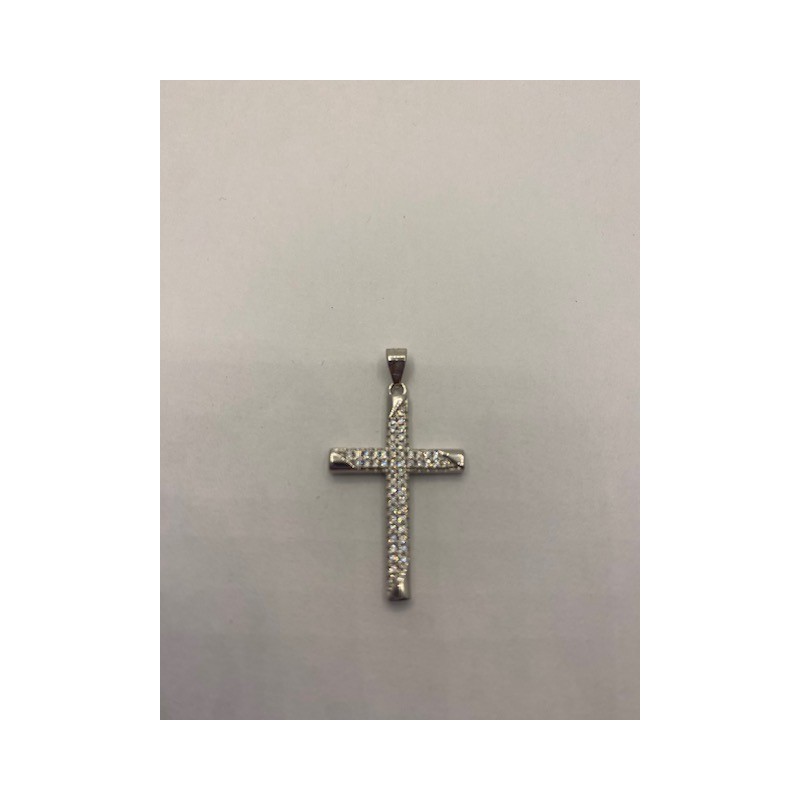 Cruz de plata de ley de 925 m/m , con circonitas.