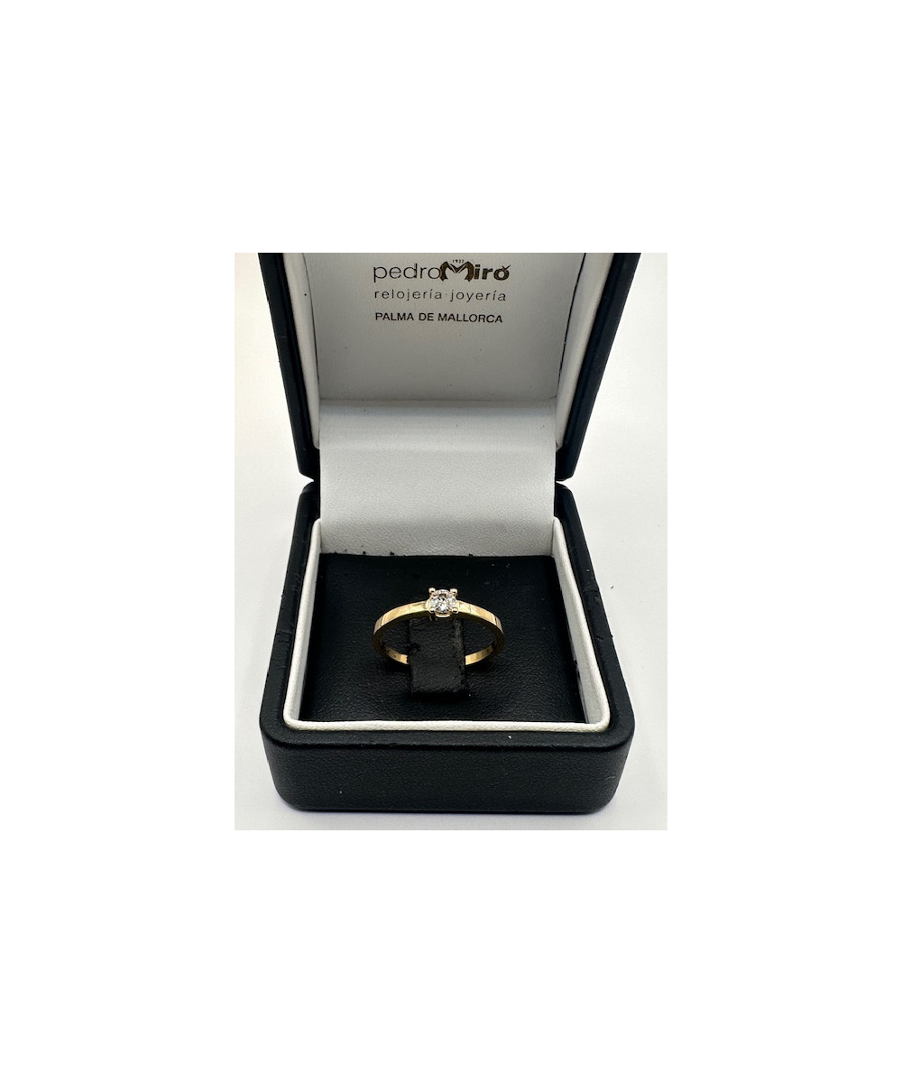 Anillo ORO 18 Kts. con diamante-talla brillante 0.15 cts,