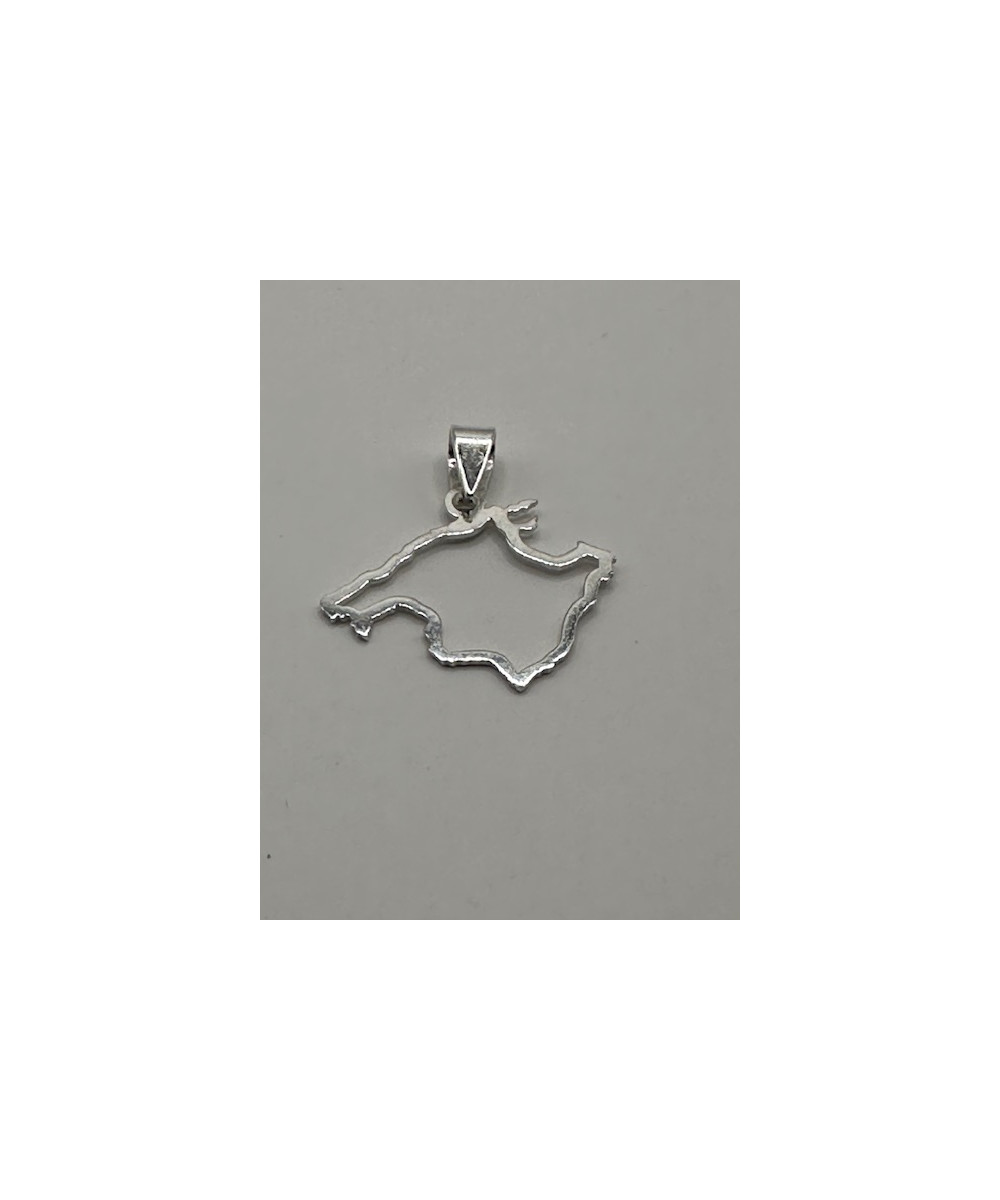 Colgate de plata de ley, 925 m/m de la silueta de la Isla de Mallorca,