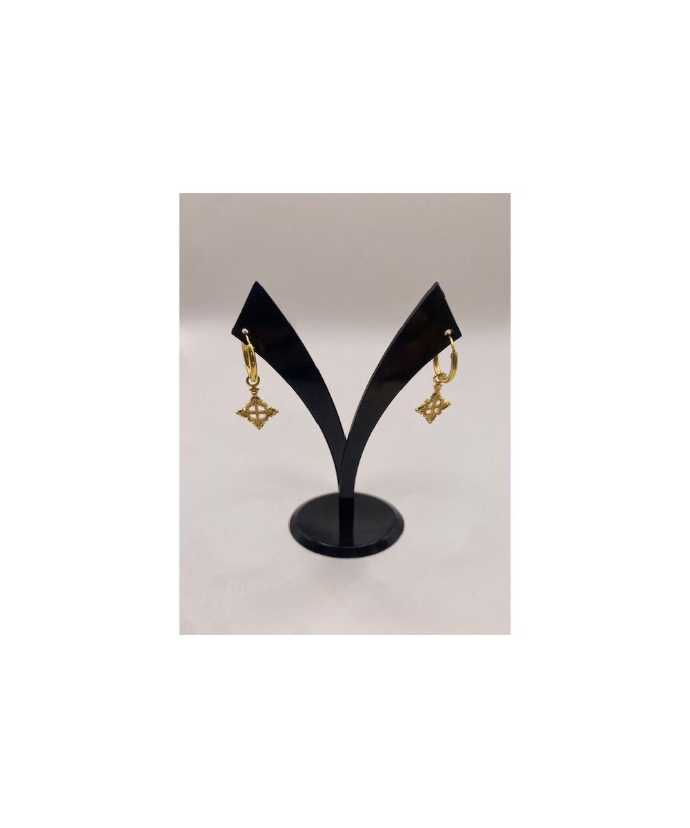 Pendientes de PLATA DE LEY de 925 m/m,  chapados en oro, con cruz mallorquina