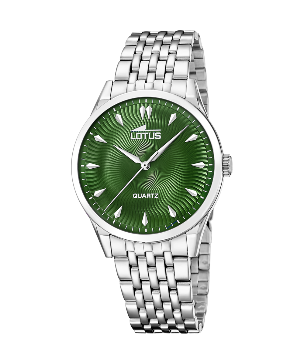RELOJ LOTUS CLASSIC STEEL 19056/3 VERDE CORREA DE ACERO INOXIDABLE, HOMBRE
