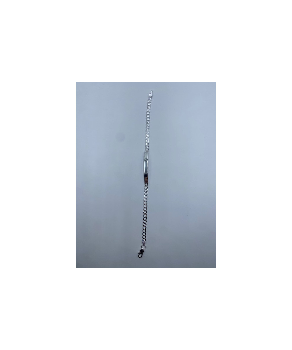 Pulsera de plata de ley, de  925 m/m, con placa para grabación