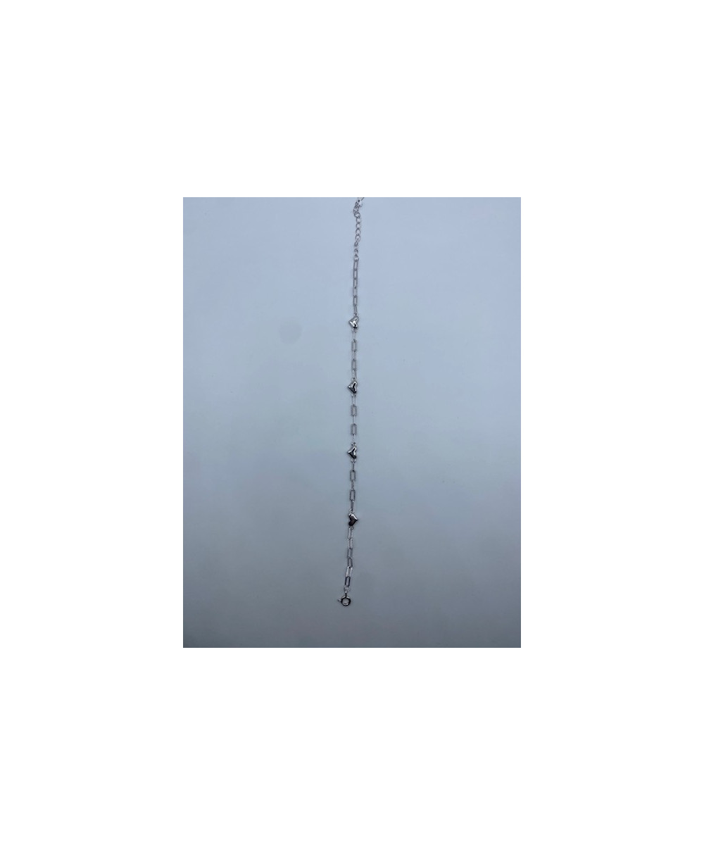 Pulsera de plata de ley, de  925 m/m, con placa corazones.