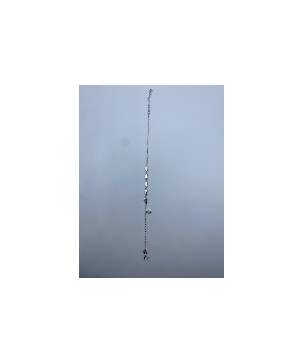 Pulsera de plata de ley, de  925 m/m, con corazones.