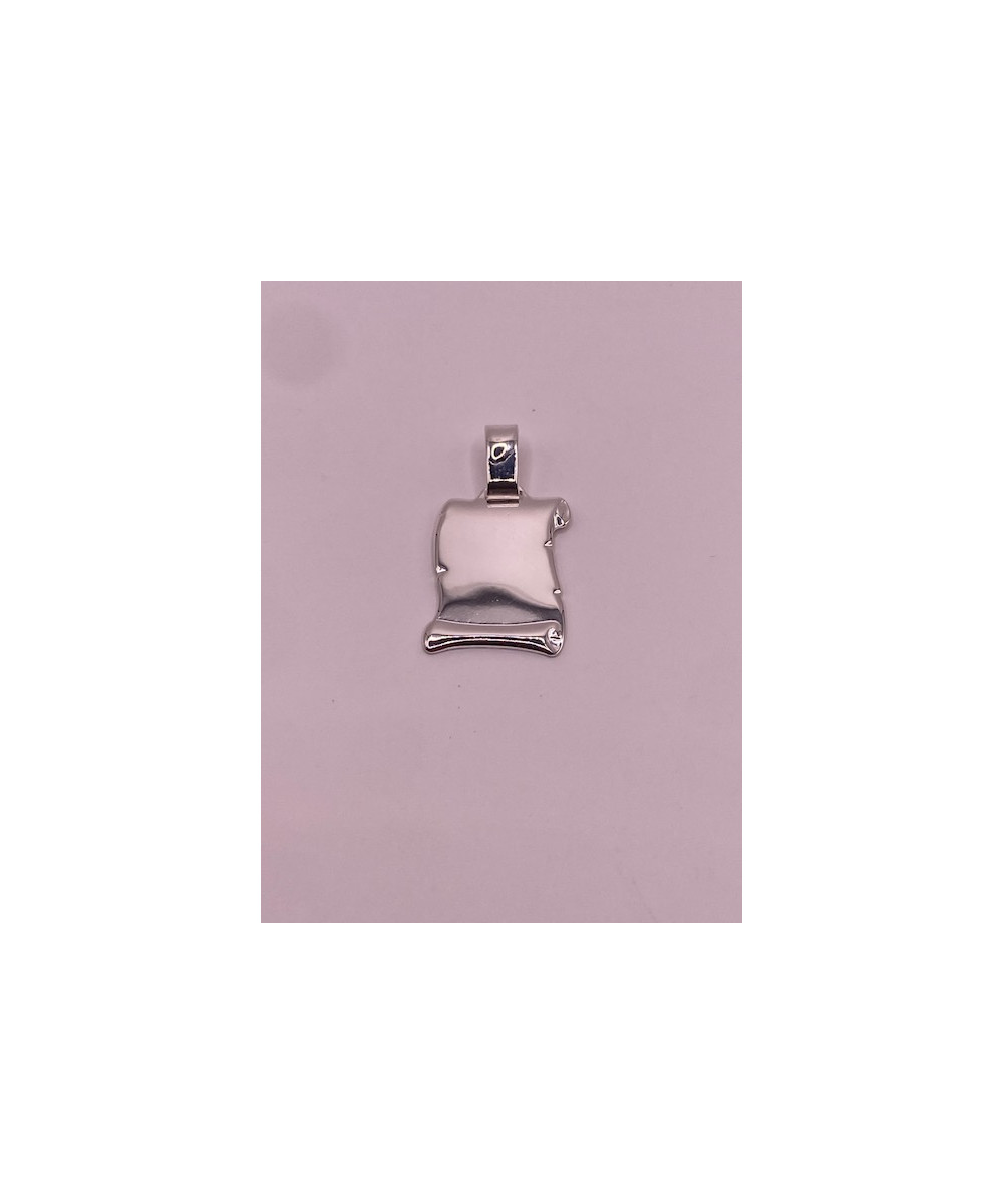 Placa de PLATA DE LEY de 925 m/m, lisa para grabación, con forma de pergamino.