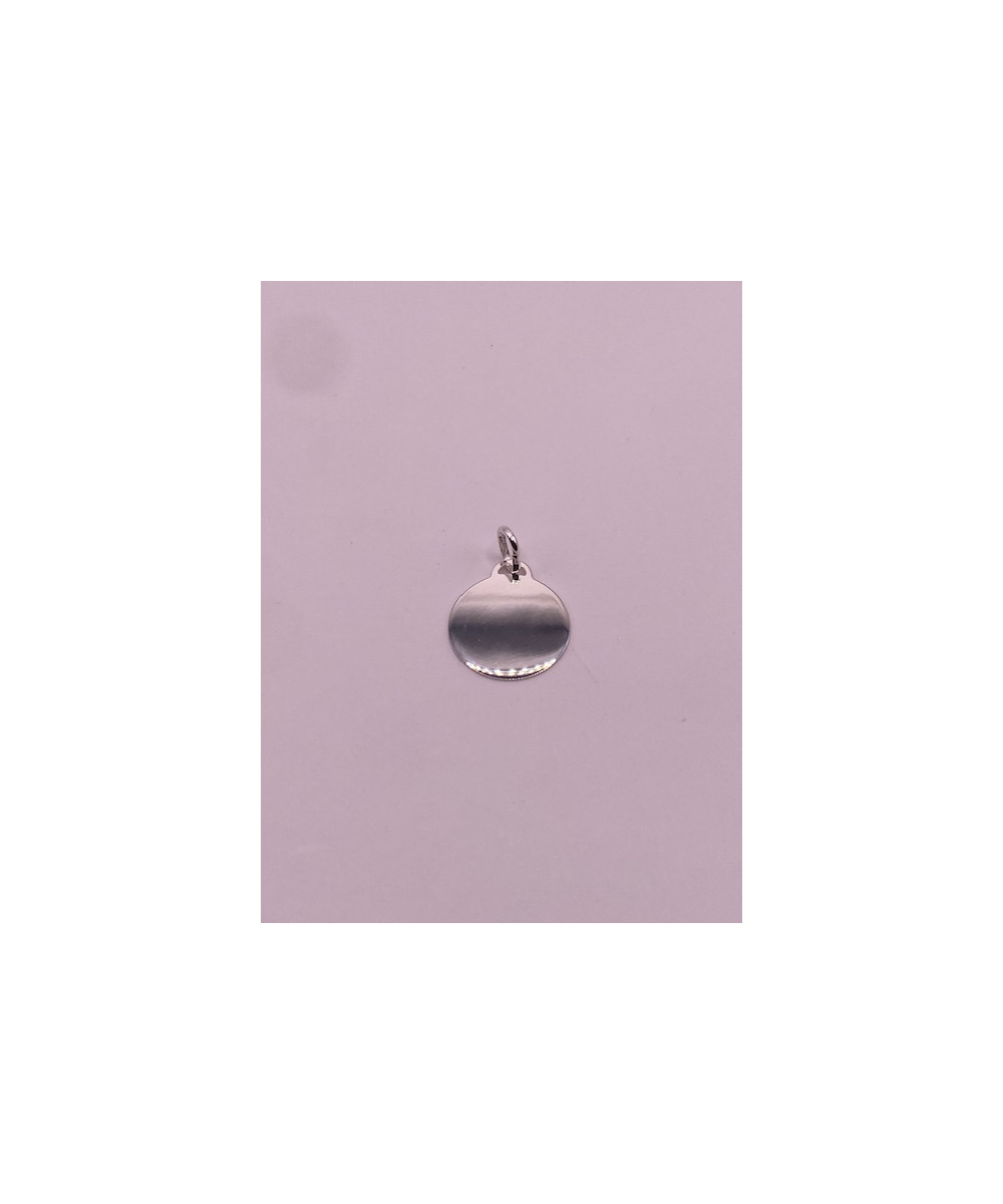 Placa de PLATA DE LEY de 925 m/m, lisa para grabación, con forma redonda.