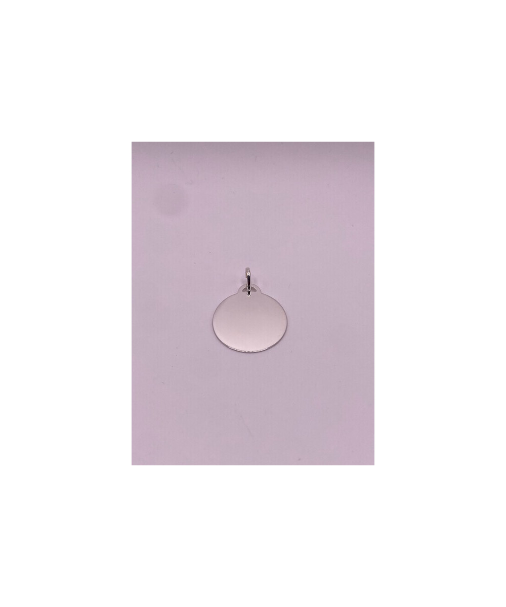 Placa de PLATA DE LEY de 925 m/m, lisa para grabación, con forma redonda.