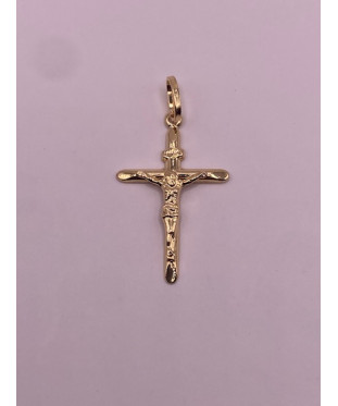 Cruz de ORO blanco, 18 KTS,...