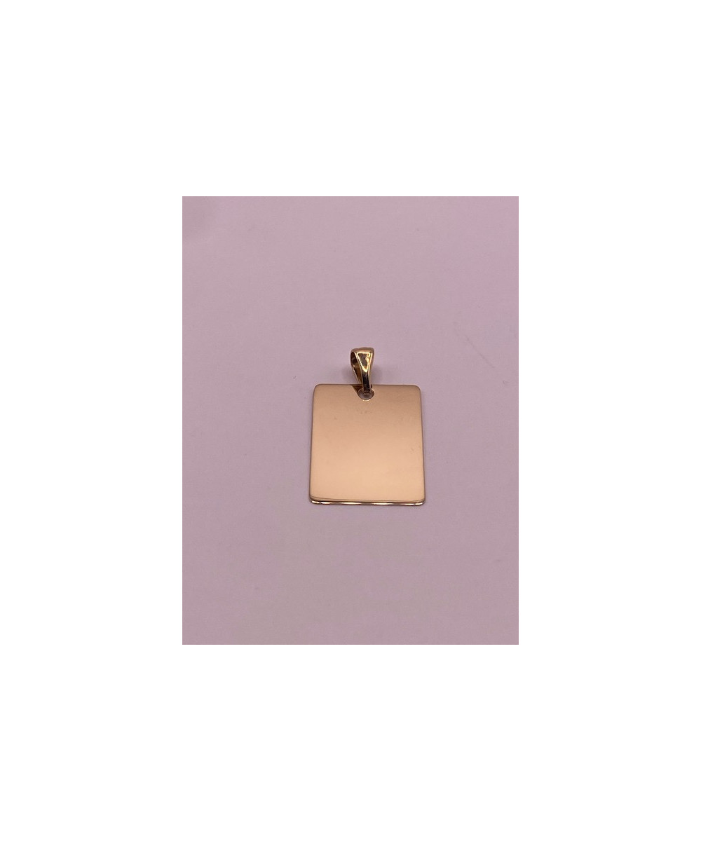 Placa de ORO 18 kts, 750 m/m con forma rectangular lisa.