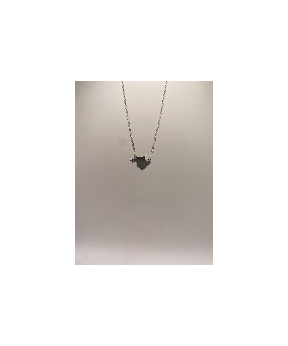 Collar de PLATA DE LEY de 925 m/m, con cadena y la isla de Mallorca.