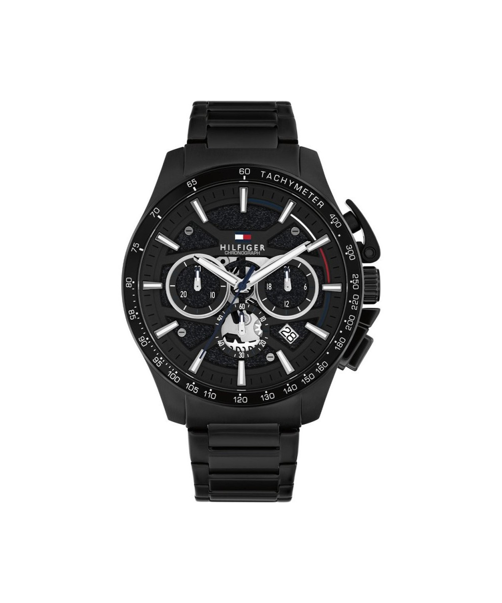 Reloj Hombre Tommy Hilfiger Bank Crono Acero Ip Negro 44 mm - 1792262