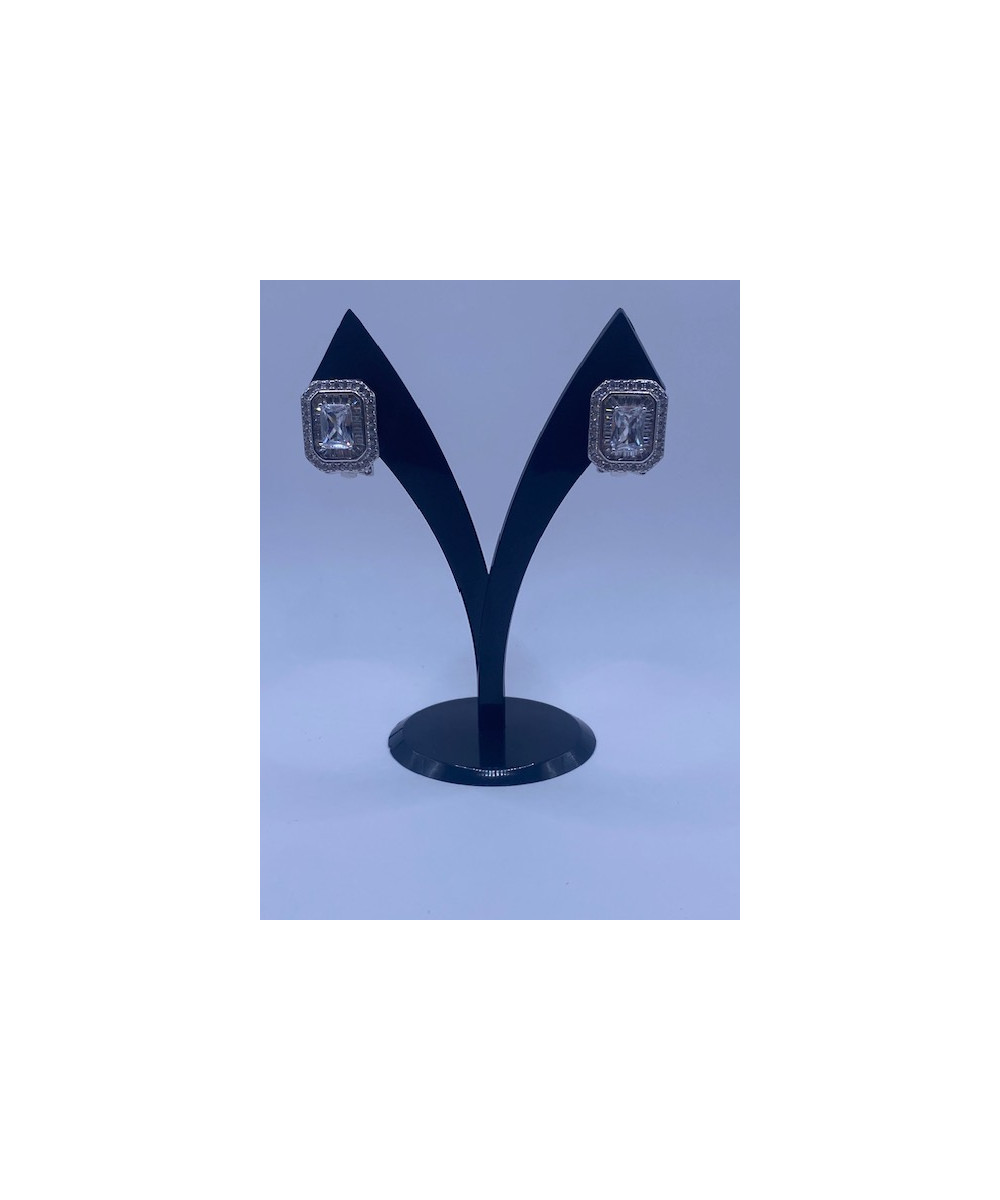 Pendientes de plata de ley de 925 m/m con circonitas y cierre tipo clip.