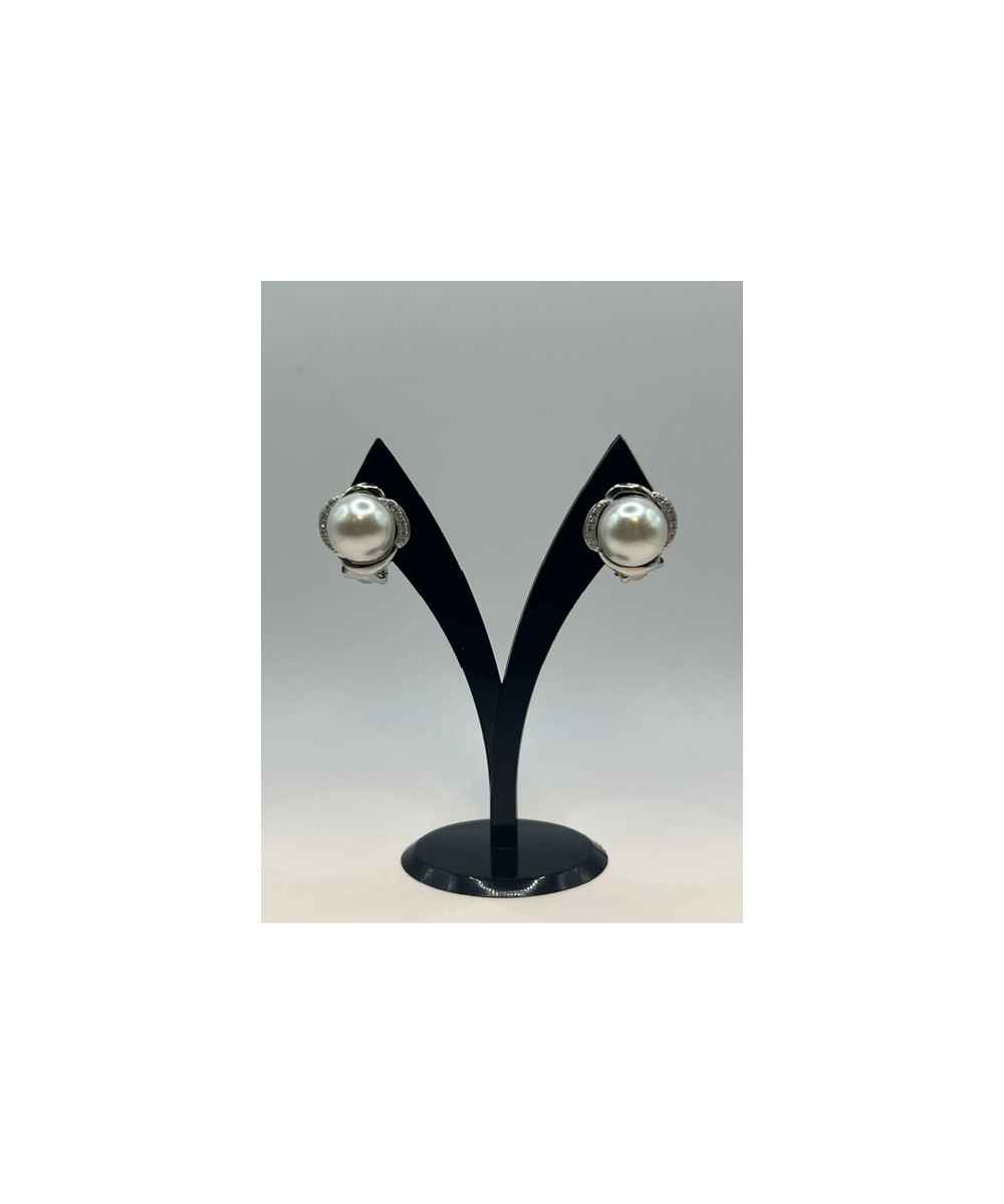 Pendientes de plata de ley de 925 m/m, con perlas y cierre clip.