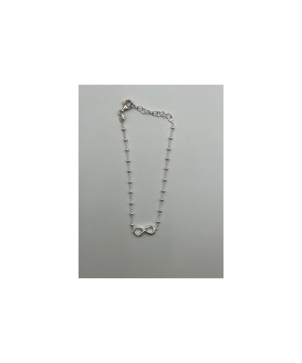 Pulsera de plata de ley de 925 m/m, con infinito y bolitas