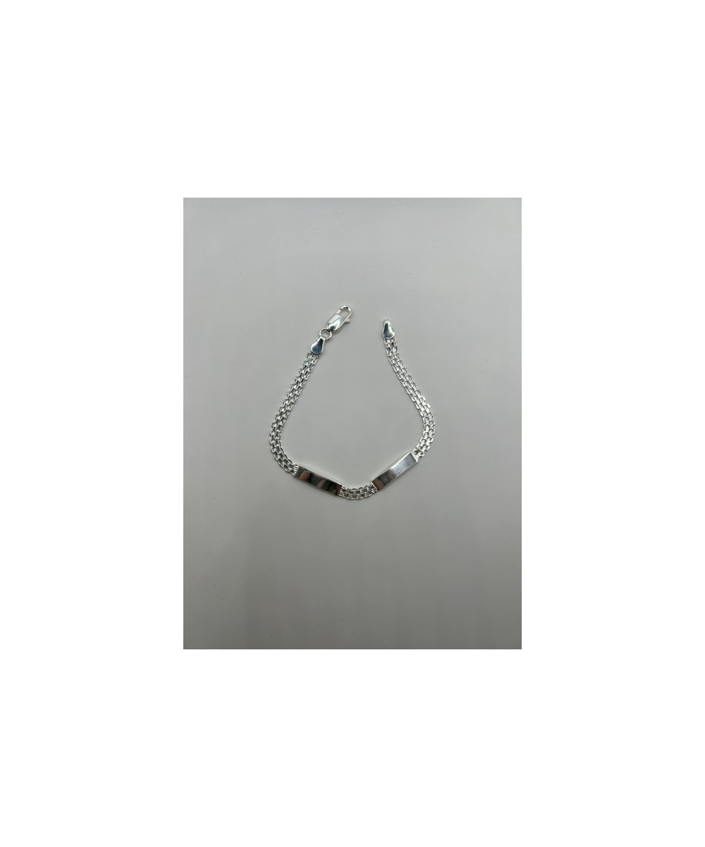Pulsera de plata de ley de 925 m/m, con 2 placas para grabación.
